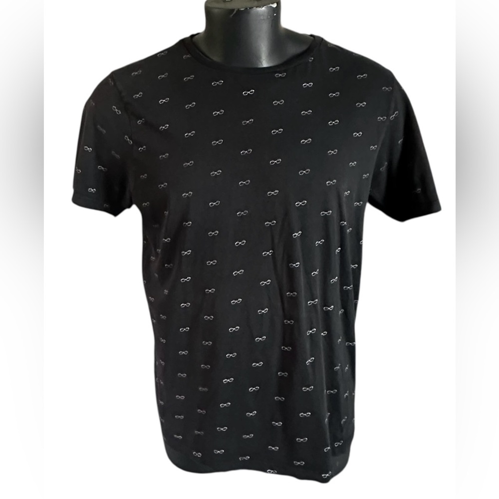 Cactus Rick Singer Black All-Over Eyeglasses Print T-Shirt Size Large